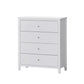 SELENE RUBBERWOOD 4-DRAWER TALLBOY  4-DRAWER CHEST OF DRAWERS WHITE - MyChocolateWood