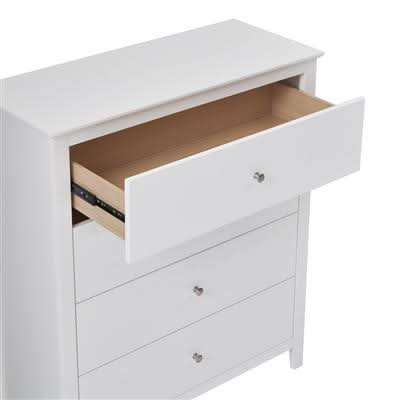 SELENE RUBBERWOOD 4-DRAWER TALLBOY  4-DRAWER CHEST OF DRAWERS WHITE - MyChocolateWood
