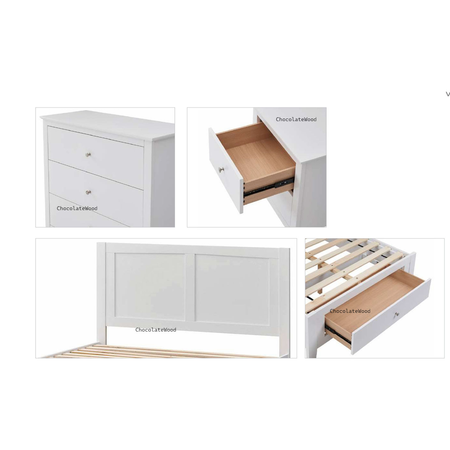 SELENE RUBBERWOOD 4 PIECE BEDROOM SUITE: 1-DRAWER KING SINGLE BED 2BEDSIDE TABLE 1 TALLBOY