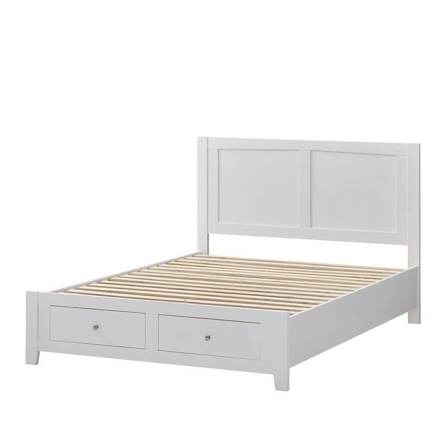 Selene Rubberwood Bed in White, Double - Chocolate Wood