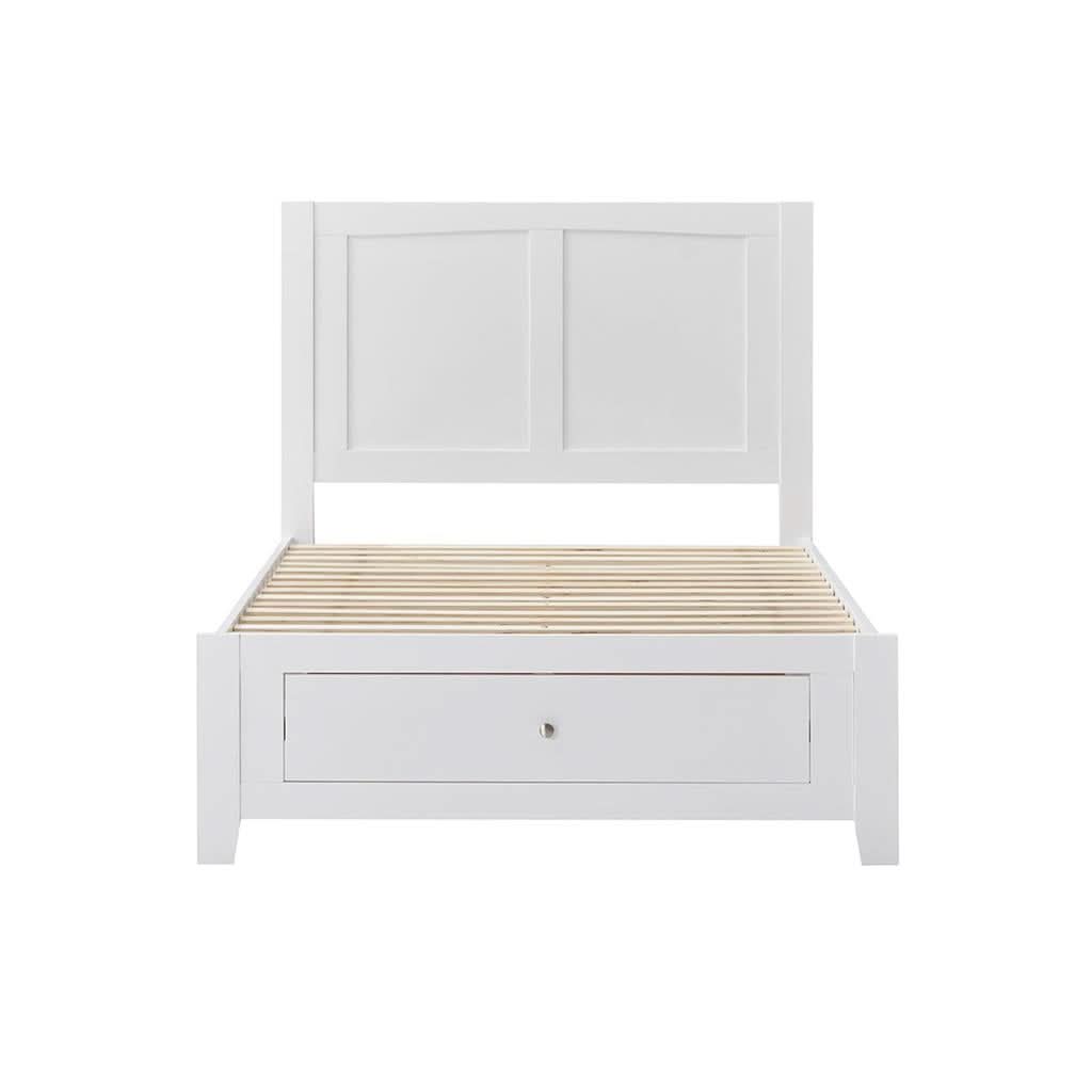 SELENE RUBBERWOOD KING SINGLE BED WITH 1 DRAWER WHITE - MyChocolateWood