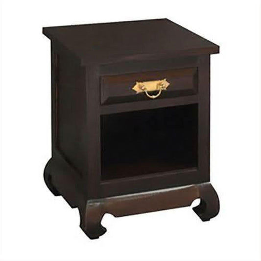 Seoul Solid Mahogany 1-Drawer Bedside Table in Chocolate - Chocolate Wood