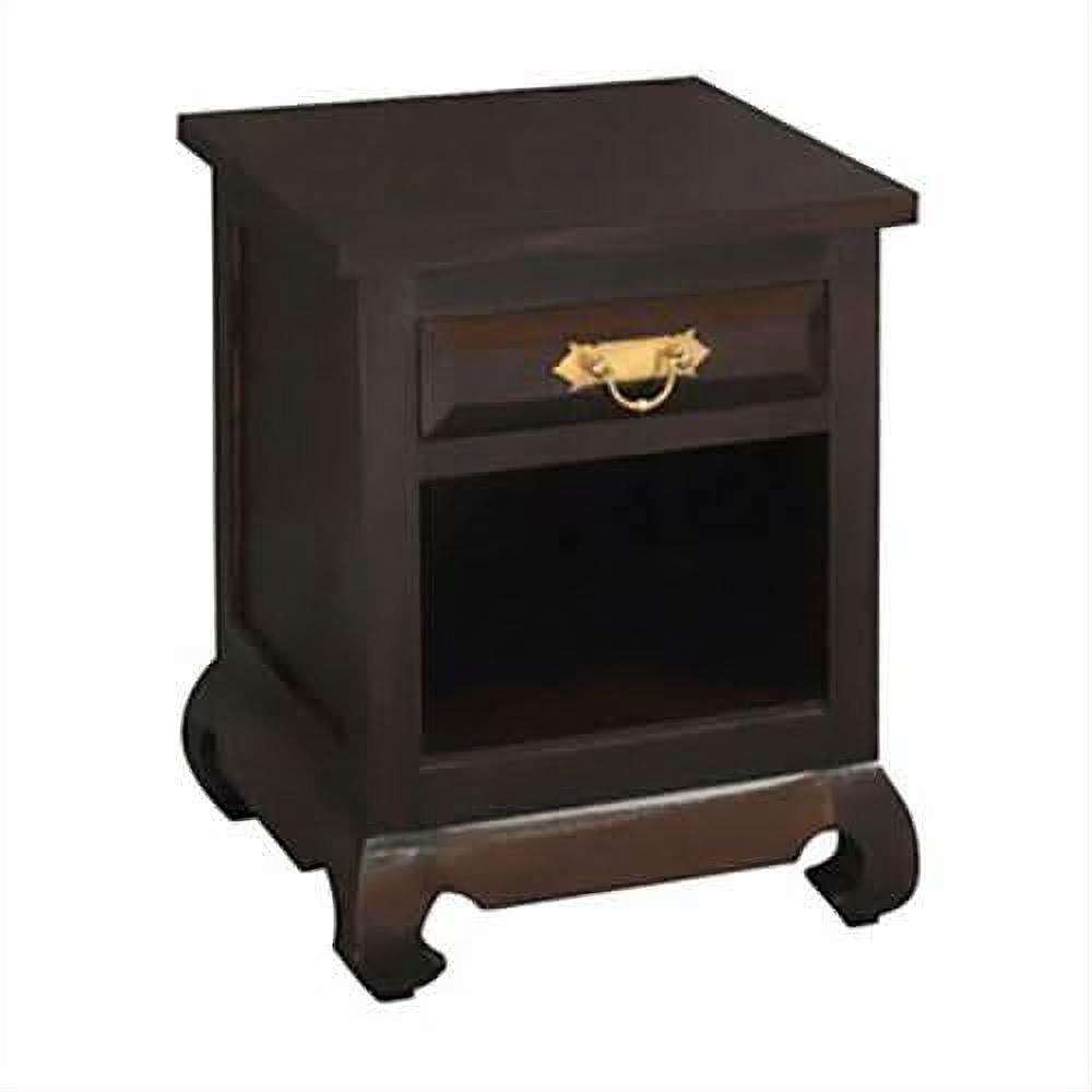 Seoul Solid Mahogany 1-Drawer Bedside Table in Chocolate - Chocolate Wood