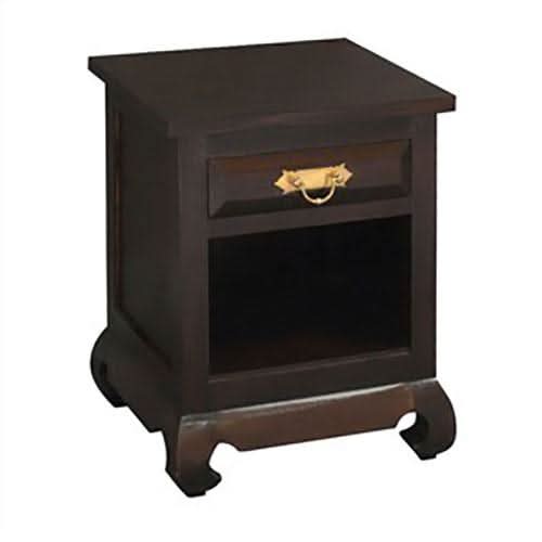 Seoul Solid Mahogany 1-Drawer Bedside Table in Chocolate - Chocolate Wood