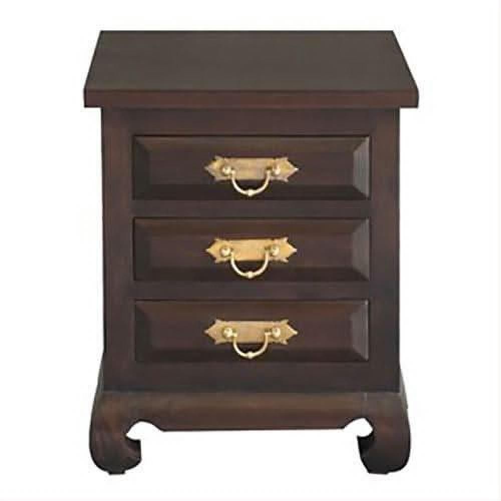 Seoul Solid Mahogany 3-Drawer Bedside Table in Chocolate - Chocolate Wood