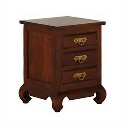 SEOUL SOLID MAHOGANY TIMBER 3-DRAWER BEDSIDE TABLE MAHOGANY