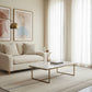 SERVINI FABRIC 1.5 SEATER LOUNGE SOFA CALANTINO STRIPE WITH CONTRASTING THROWS - MyChocolateWood