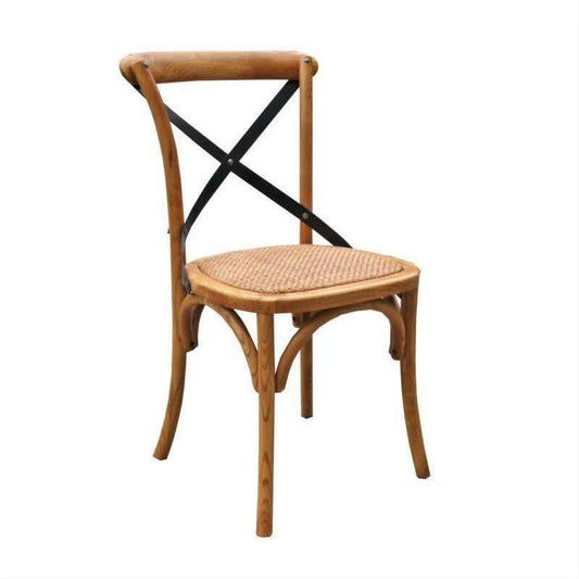 Darby Dining Chair in Elm with Metal Cross Back — set of 2
