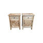 SET OF 2 X DUTCHY FRENCH PROVINCIAL STYLE BEDSIDE TABLES 1 DOOR & 1 DRAWER WITH PARQUETRY PATTERN 50 CM - MyChocolateWood