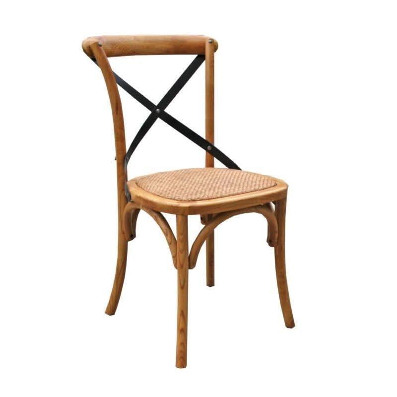 SET OF 6 DARBY DINING CHAIRS ELM WITH METAL CROSS BACK - MyChocolateWood