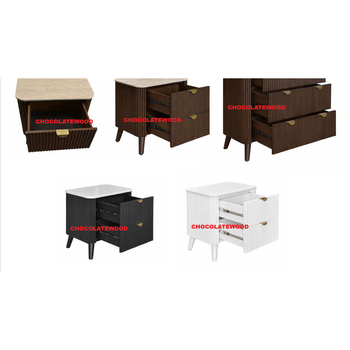 SEVERIN SOLID & VENEER MALAYSIAN HARDWOOD 2-DRAWER BEDSIDE TABLE WALNUT - MyChocolateWood