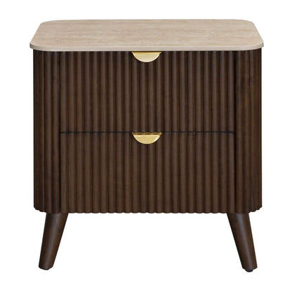 SEVERIN SOLID & VENEER MALAYSIAN HARDWOOD 2-DRAWER BEDSIDE TABLE WALNUT - MyChocolateWood