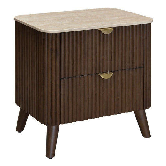 SEVERIN SOLID & VENEER MALAYSIAN HARDWOOD 2-DRAWER BEDSIDE TABLE WALNUT - MyChocolateWood