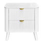 Severin 2-Drawer Bedside Table in White - Chocolate Wood