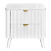 Severin 2-Drawer Bedside Table in White - Chocolate Wood