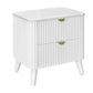 Severin 2-Drawer Bedside Table in White - Chocolate Wood