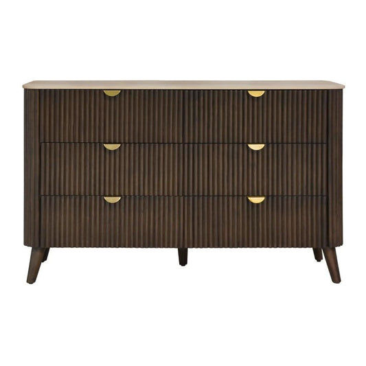 SEVERIN SOLID & VENEER MALAYSIAN HARDWOOD 6 DRAWER DRESSER/ 6 DRAWER CHEST OF DRAWERS WALNUT - MyChocolateWood
