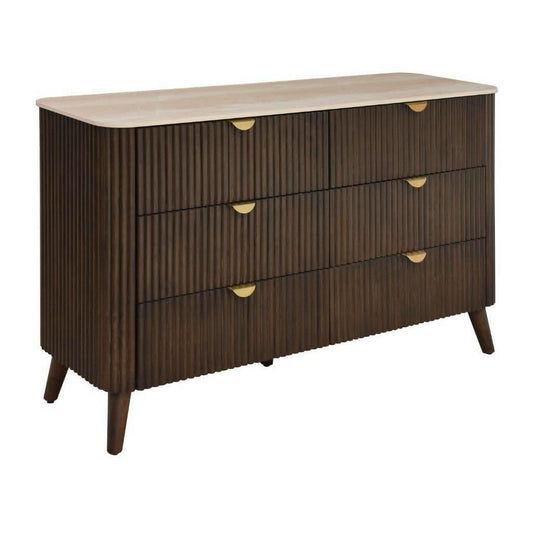 SEVERIN SOLID & VENEER MALAYSIAN HARDWOOD 6 DRAWER DRESSER/ 6 DRAWER CHEST OF DRAWERS WALNUT