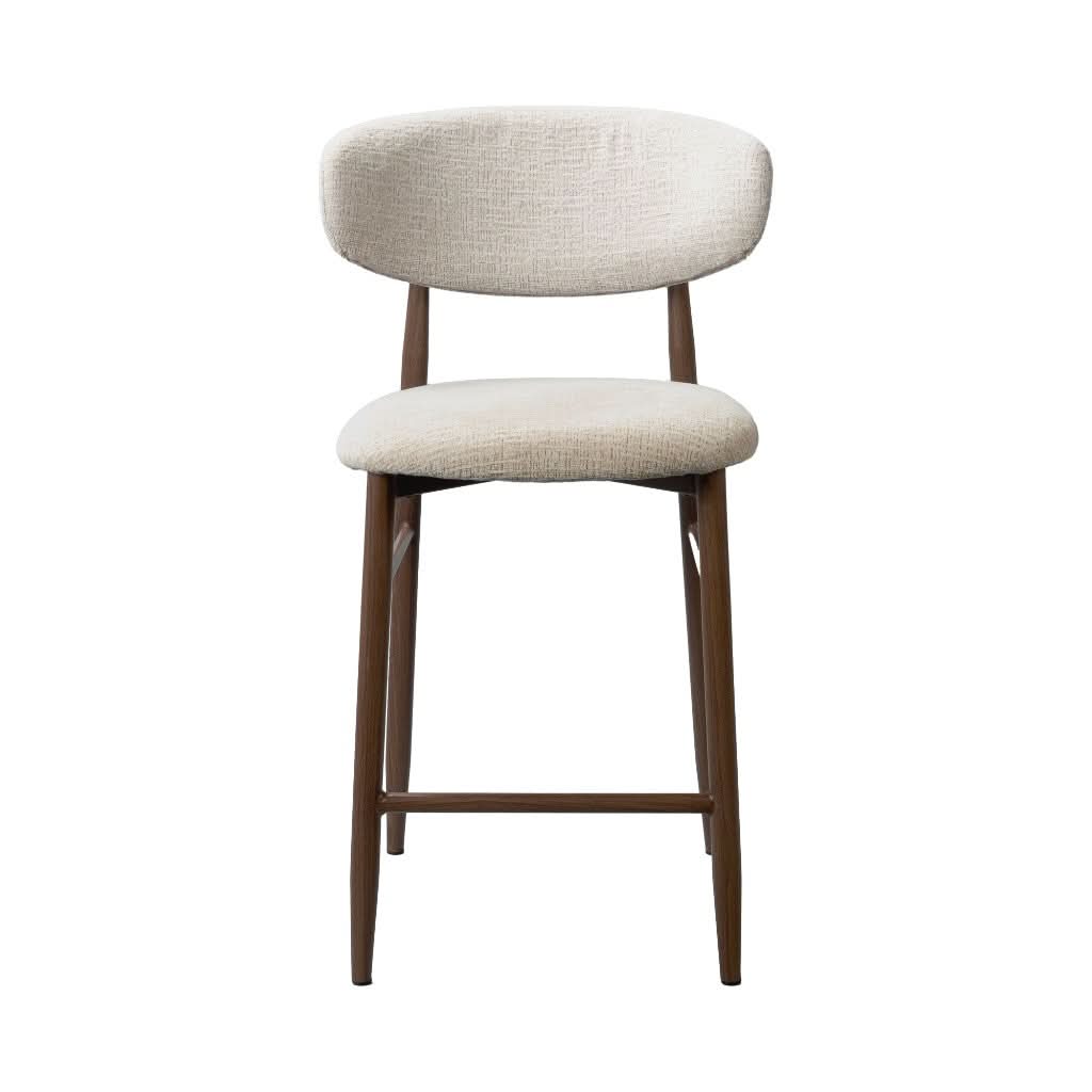 Severin solid and veneer Malaysian hardwood bar chair in beige and walnut finish, showcasing a modern, sturdy design by MyChocolateWood.