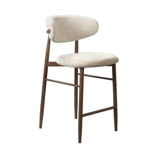 Severin solid and veneer Malaysian hardwood bar chair in beige and walnut finish, showcasing a stylish modern design.