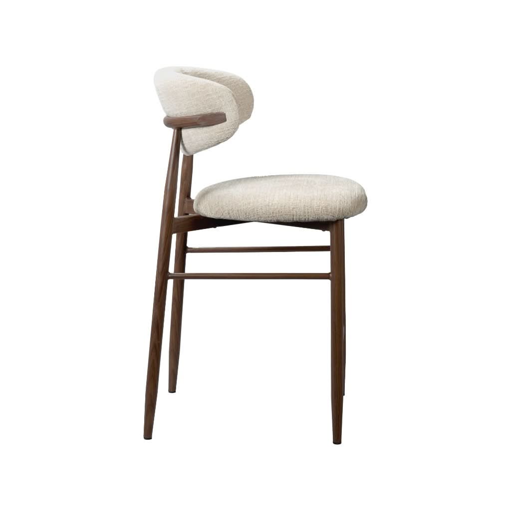 Severin solid and veneer Malaysian hardwood bar chair in beige and walnut finish, with a sleek modern design.