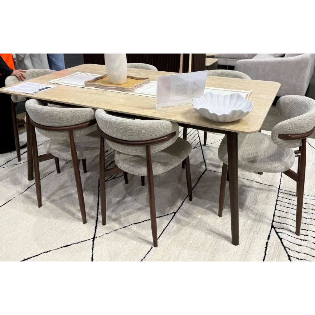 SEVERIN SOLID & VENEER MALAYSIAN HARDWOOD RECTANGULAR DINING TABLE  180CM & 6 SEVERIN CHAIRS - MyChocolateWood