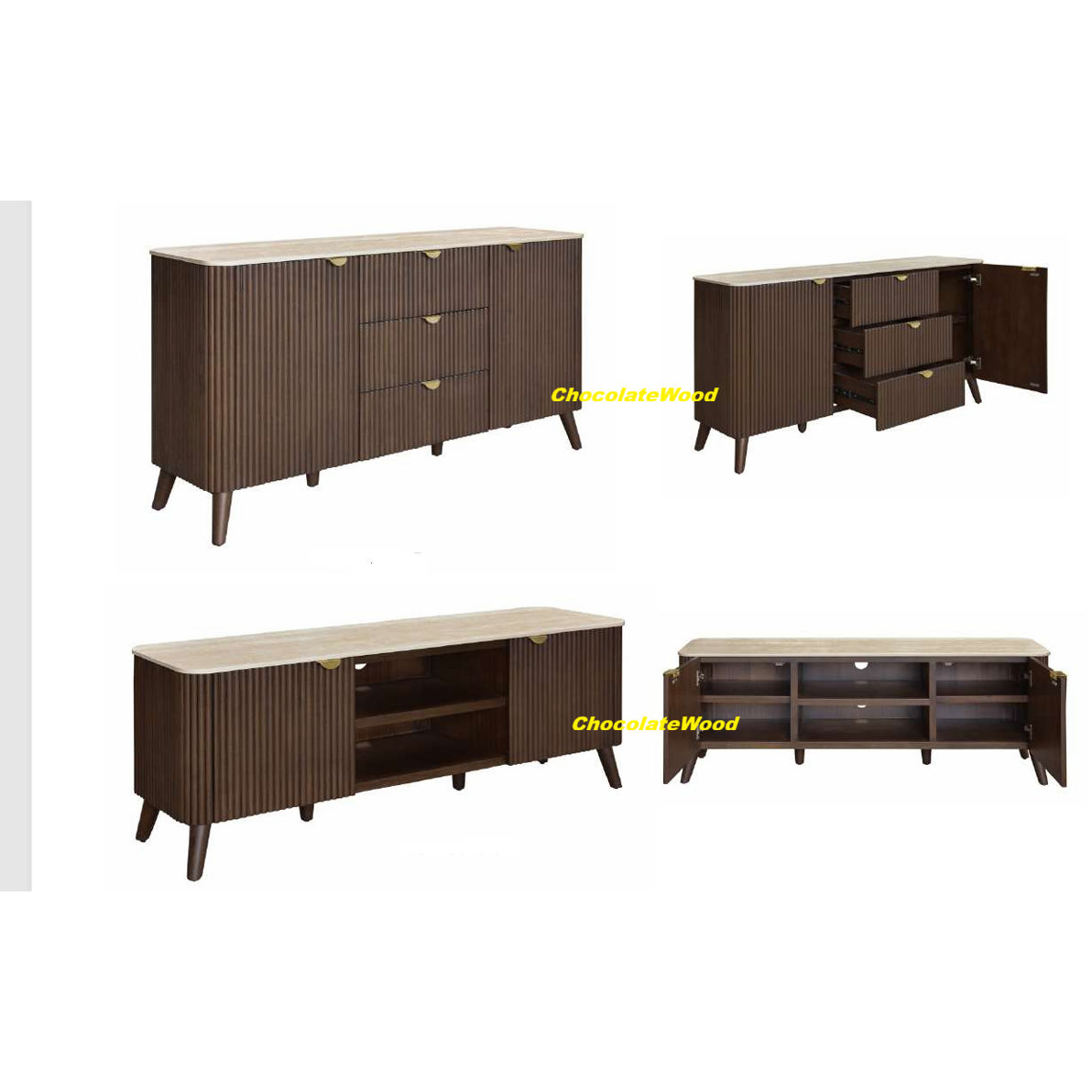 SEVERIN SOLID & VENEER MALAYSIAN HARDWOOD RECTANGULAR DINING TABLE  180CM & 6 SEVERIN CHAIRS - MyChocolateWood