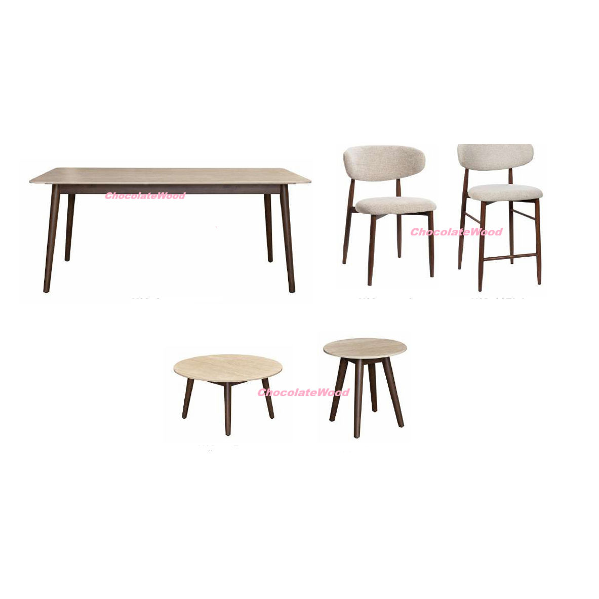 SEVERIN SOLID & VENEER MALAYSIAN HARDWOOD RECTANGULAR DINING TABLE 180CM - MyChocolateWood