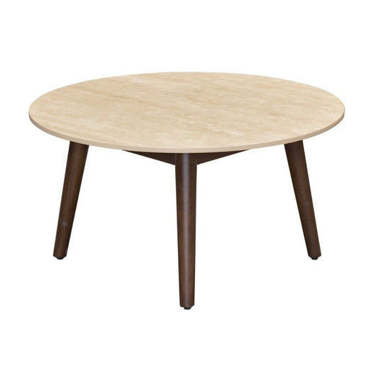SEVERIN SOLID & VENEER MALAYSIAN HARDWOOD ROUND COFFEE TABLE  WALNUT DIA.80CM - MyChocolateWood