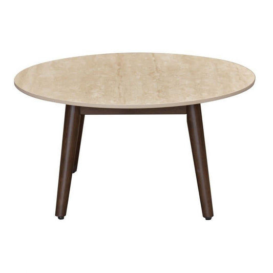 SEVERIN SOLID & VENEER MALAYSIAN HARDWOOD ROUND COFFEE TABLE WALNUT DIA.80CM