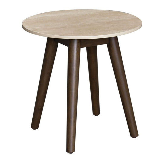 SEVERIN SOLID & VENEER MALAYSIAN HARDWOOD ROUND LAMP TABLE/SIDE TABLE  WALNUT DIA.50CM - MyChocolateWood
