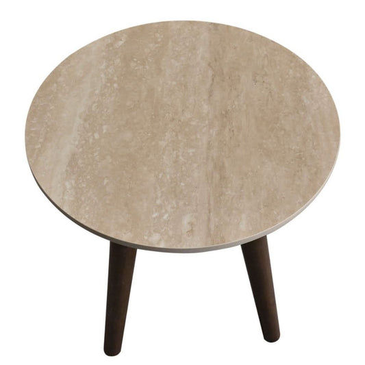 SEVERIN SOLID & VENEER MALAYSIAN HARDWOOD ROUND LAMP TABLE/SIDE TABLE WALNUT DIA.50CM - MyChocolateWood