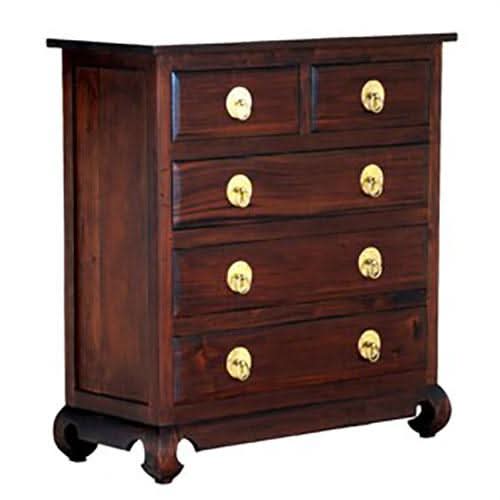 SHANDONG SOLID MAHOGANY TIMBER 5 DRAWER TALLBOY/ 5 DRAWER CHEST OF DRAWERS MAHOGANY COLOUR - MyChocolateWood
