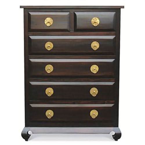 Shandong Solid Mahogany 6-Drawer Tallboy in Chocolate - Chocolate Wood