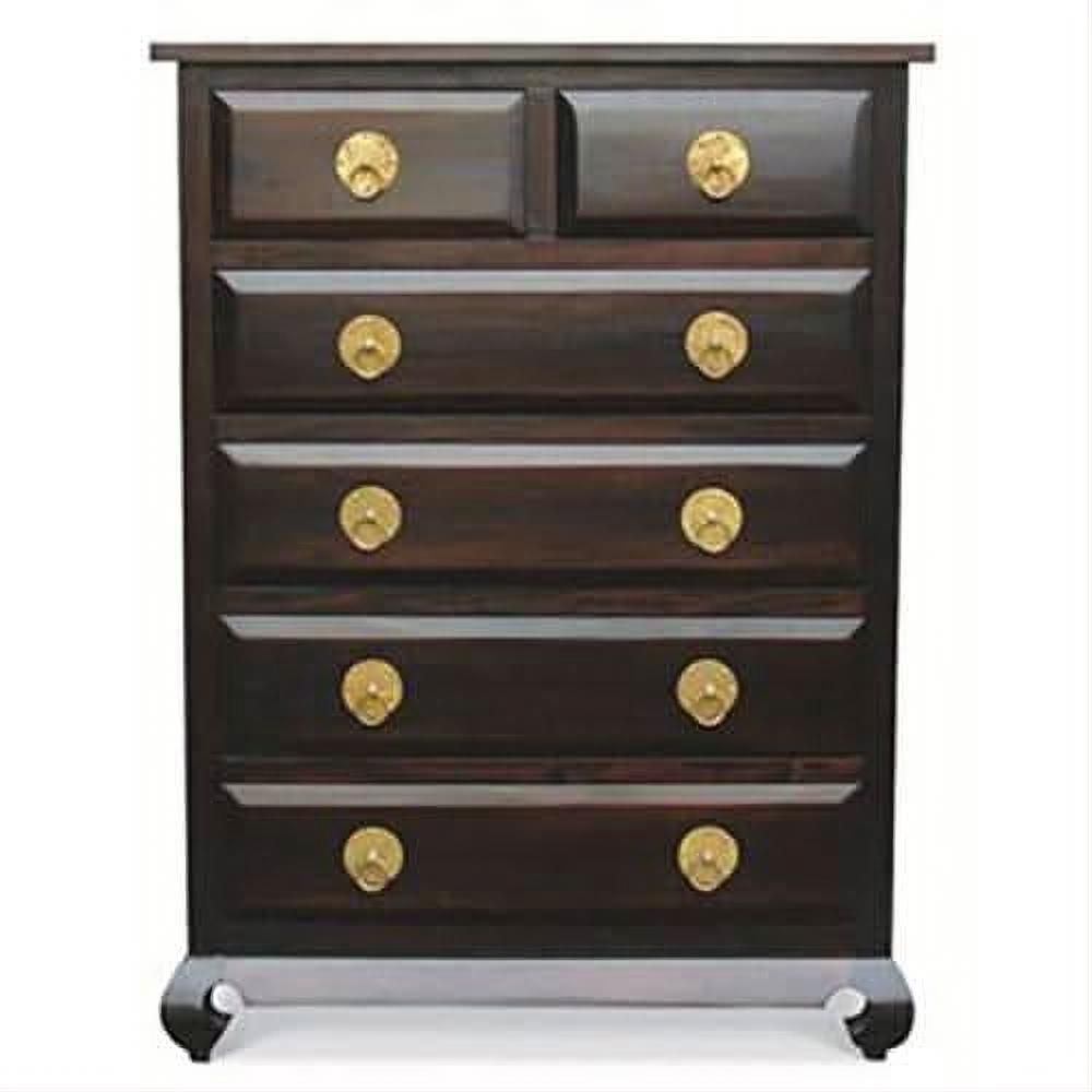 Shandong Solid Mahogany 6-Drawer Tallboy in Chocolate - Chocolate Wood