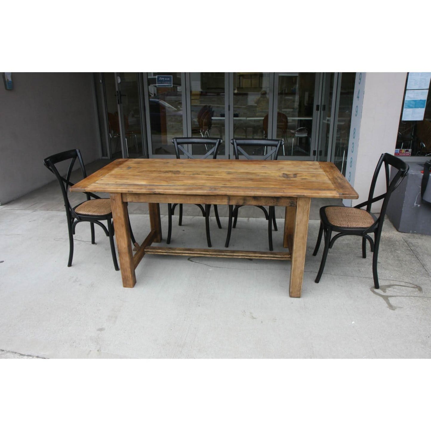 Shanghai Farmhouse Rustic Dining Set in Black - Chocolate Wood