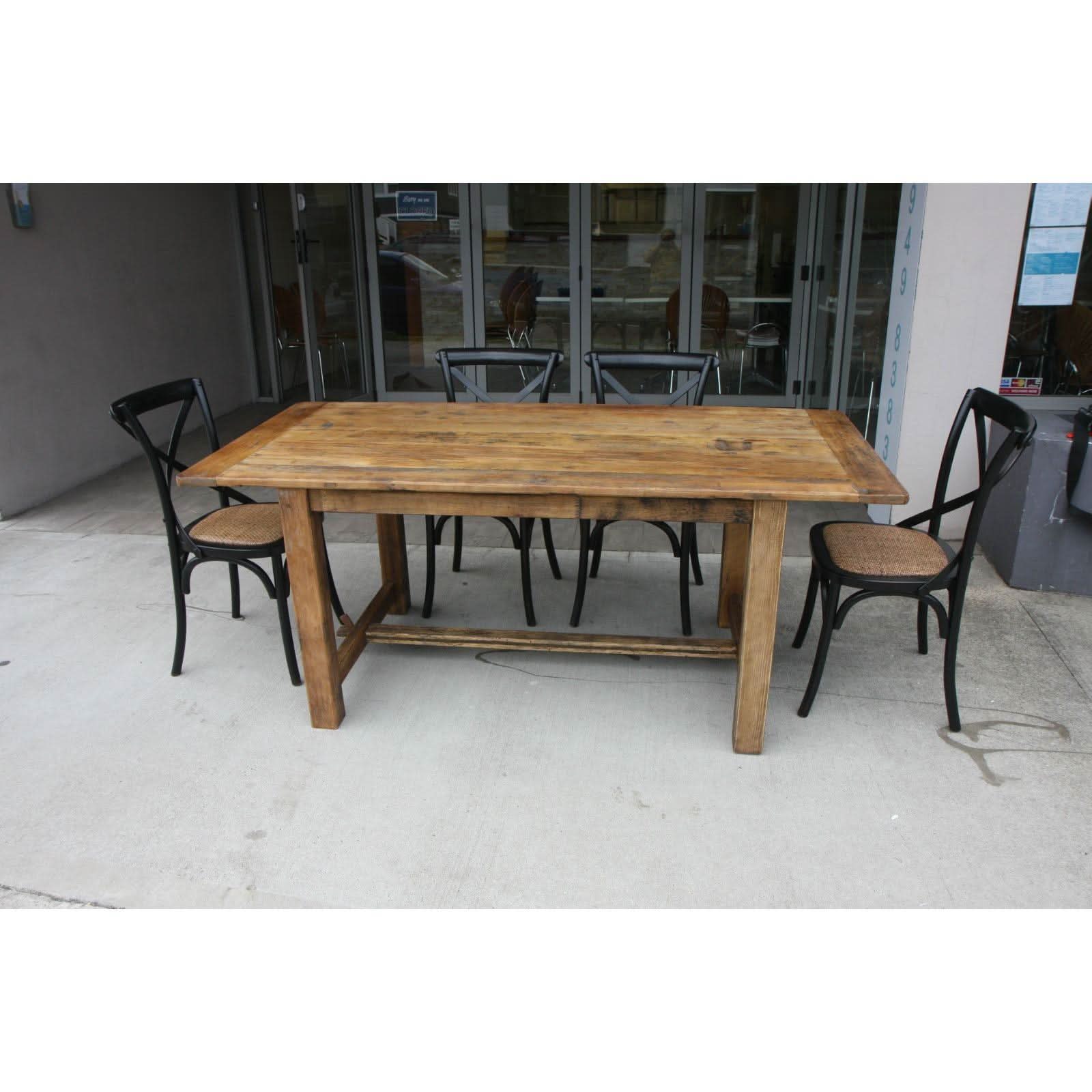 Shanghai Farmhouse Rustic Dining Set in Black - Chocolate Wood