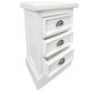 SHEBA SOLID MAHOGANY BEDSIDE TABLE/NIGHTSTAND WITH 3 DRAWERS IN WHITE - MyChocolateWood