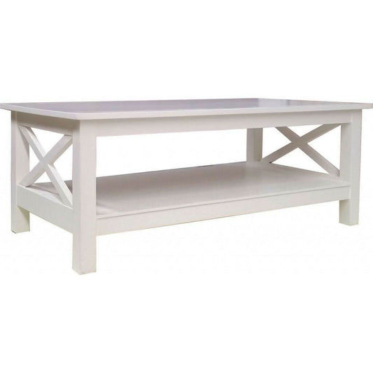 SHEBA SOLID MAHOGANY COFFEE TABLE WHITE IN 120CM - MyChocolateWood