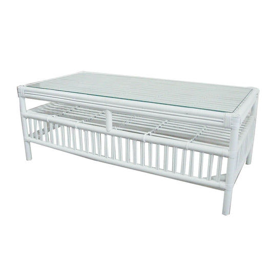 SHIPTON GLASS TOP RATTAN COFFEE TABLE IN WHITE - MyChocolateWood