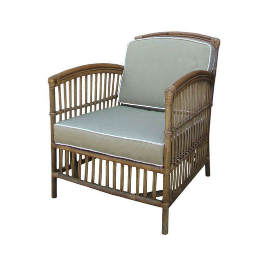 SHIPTON HAMPTONS RATTAN ARMCHAIR IN TOBACCO/TAUPE CUSHION  - MyChocolateWood
