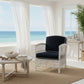 SHIPTON HAMPTONS RATTAN ARMCHAIR IN WHITE/NAVY CUSHION  - MyChocolateWood