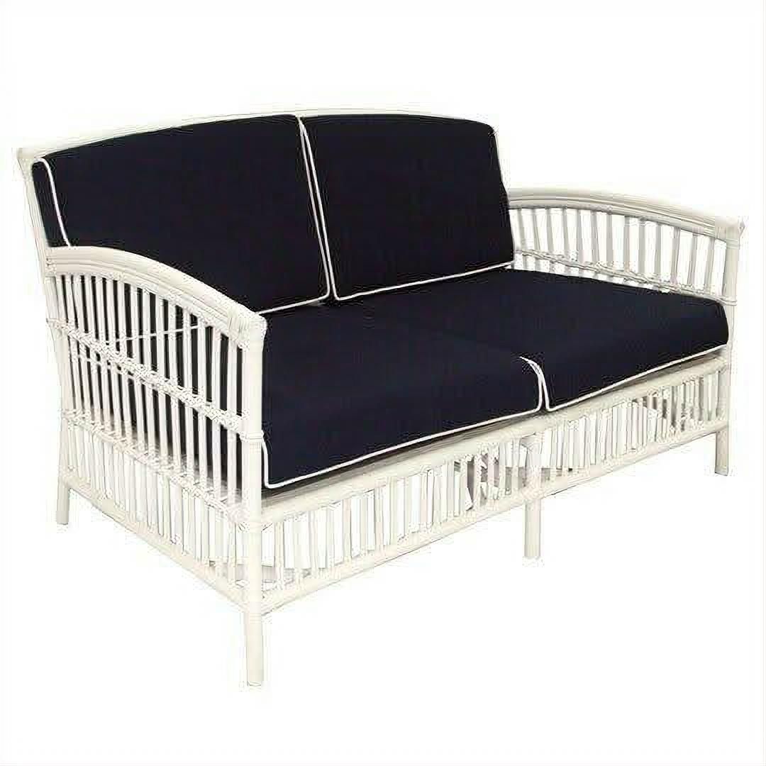 SHIPTON HAMPTONS RATTAN ARMCHAIR IN WHITE/NAVY CUSHION - MyChocolateWood