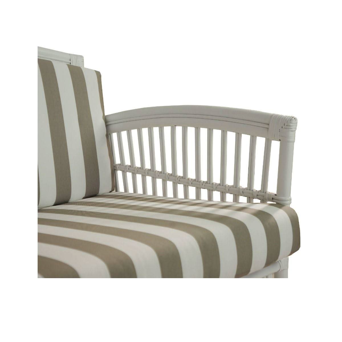 SHIPTON RATTAN 2.5 SEATER SOFA SETTEE COUCH WHITE/NAVY CUSHIONS WITH AN ADDITIONAL OUTDOOR CUSHION COVER IN BROWN & WHITE STRIPE - MyChocolateWood
