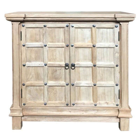 SHULI CHINESE ANTIQUE REPRODUCTION 2-DOOR BUFFET SIDEBOARD W/METAL STUDS 87 CM - MyChocolateWood