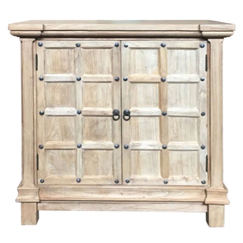 SHULI CHINESE ANTIQUE REPRODUCTION 2-DOOR BUFFET SIDEBOARD W/METAL STUDS 87 CM - MyChocolateWood
