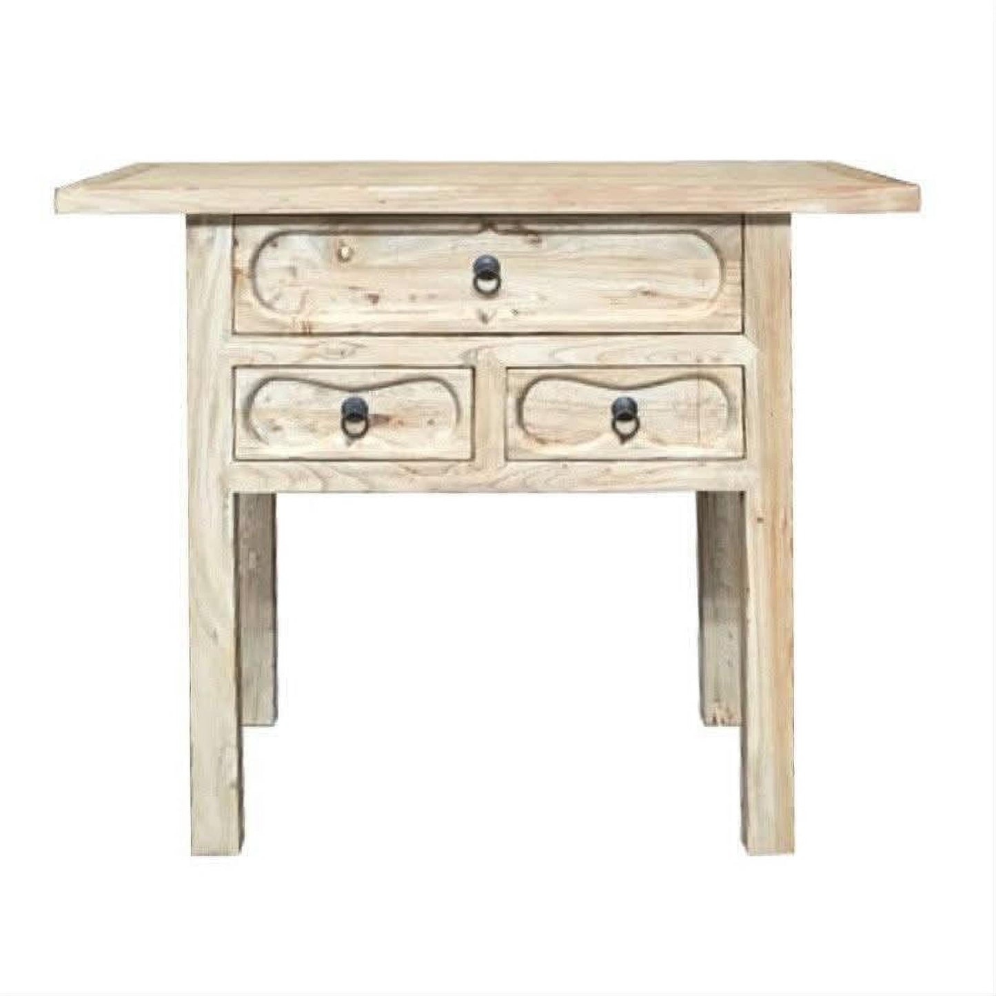 SHULI CHINESE ANTIQUE REPRODUCTION 3 DRAWER ORNATE HALL TABLE/CONSOLE RECLAIMED ELM