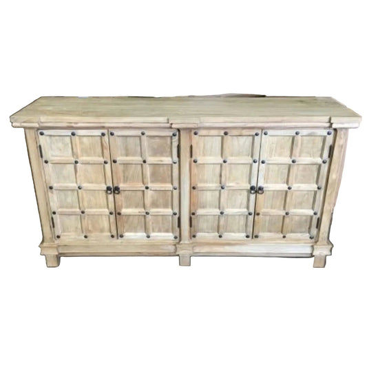 SHULI CHINESE ANTIQUE REPRODUCTION 4-DOOR BUFFET SIDEBOARD W/METAL STUDS 160 CM