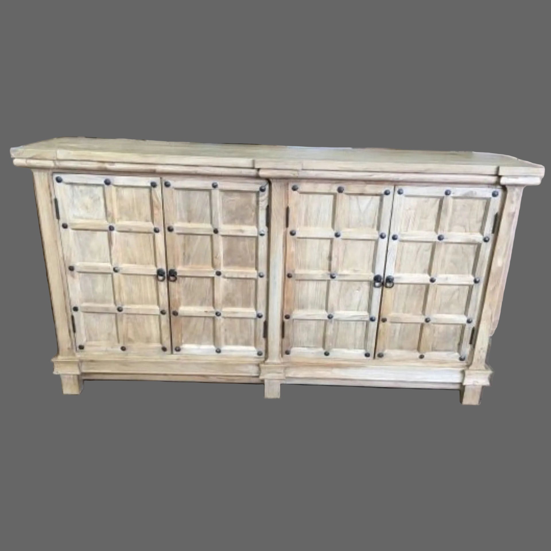 SHULI CHINESE ANTIQUE REPRODUCTION 4-DOOR BUFFET SIDEBOARD W/METAL STUDS 160 CM - MyChocolateWood