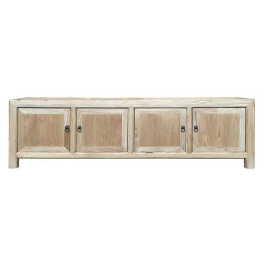 SHULI CHINESE ANTIQUE REPRODUCTION 4 DOORS TV UNIT RECLAIMED ELM - MyChocolateWood